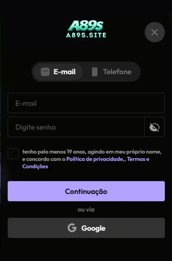 Passo a passo cadastro A89S